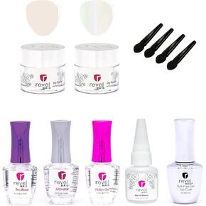 مجموعة بودرة غمس الأظافر من ريفيل - مجموعة بودرة غمس الكروم، مجموعة مانيكير مع مسحوق أظافر غمس ومجموعة سائل مسحوق غمس in Kuwait
