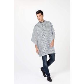 Betty Dain Seersucker Classic Barber Cutting/Styling Cape, Classic Seersucker Stripe, Soft, Machine Washable Nylon Fabric, Repels Hair, Snap Closure at Neck, Black/White Stripe, 45 x 54 inches in Kuwait