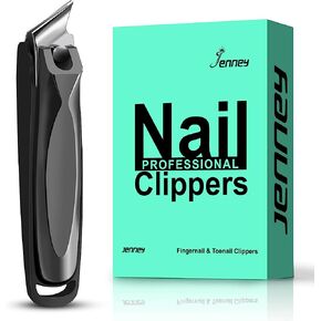 Jenney Slanted Edge Nail Clippers with Catcher, Diagonal Nail Clippers Sharp Stainless Steel Fingernail and Toenail Cutters, Professional No Splash Nail Trimmer Clippers with File for Women and Men in Saudi Arabia
