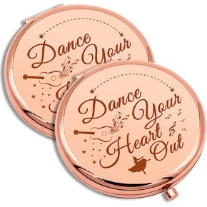 2 PCS Dancing Gift for Girls Encouragement Gifts Compact Makeup Mirror for Dance Teacher Dance Lover Gift for Women Motivational Gift Folding Makeup Mirror for Her Birthday Graduation Gifts