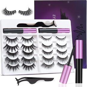 Magnetic Eyelashes Kit, Magnetic Lashes Natural Looking with 2 Eyeliner Reusable 3D Strong Magnetic Fake Eyelashes with Tweezers(10 Pairs) in Kuwait