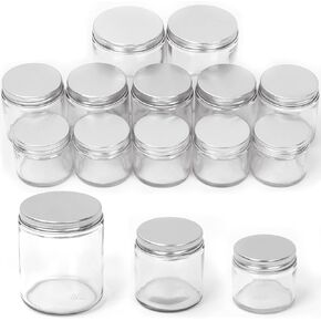 Swpeet 15 Packs 2 oz - 60ML Transparent Glass Jar with Black Lid Assortment Kit, Round Containers Cosmetic Glass Jars with Lids Travel Jars Cosmetic Containers for Cream, Lotion in Saudi Arabia
