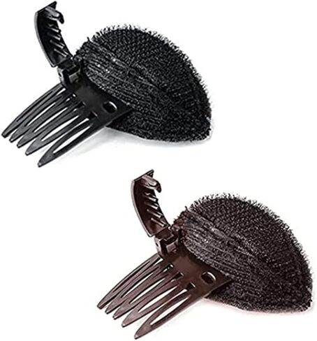2 Pcs Perfect Puff Hair Head Cushion for Women Invisible Fluffy Hair Pad Sponge Clip Styling Insert Bun Comb for Women Girls Hair Accessories (Black & Brown) in Saudi Arabia