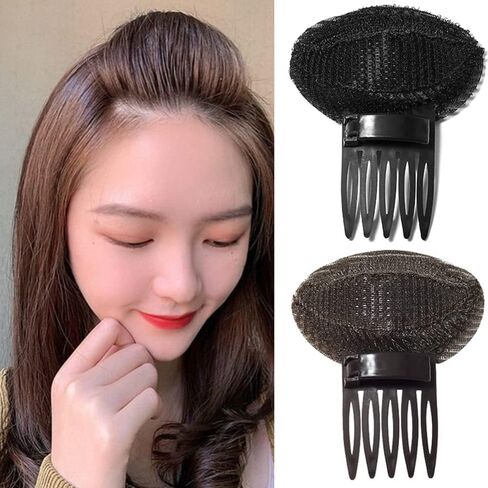 2 Pcs Perfect Puff Hair Head Cushion for Women Invisible Fluffy Hair Pad Sponge Clip Styling Insert Bun Comb for Women Girls Hair Accessories (Black & Brown) in Saudi Arabia