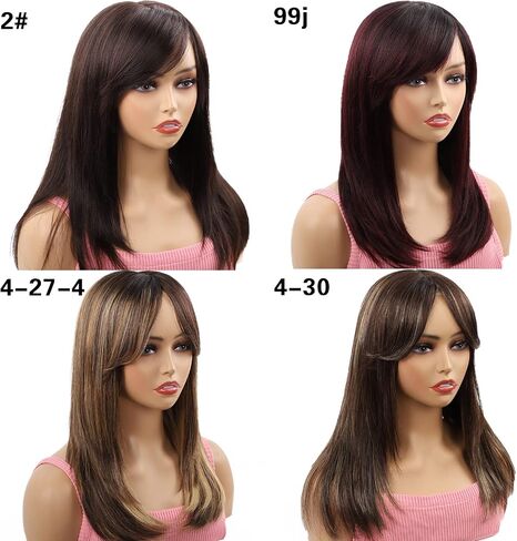 شعر مستعار بني طويل من NATAGHAIR مع غرة شعر بشري - شعر مستعار مستقيم 100% شعر ريمي بكر مجعد للنساء البيضاوات والسود ذو مظهر طبيعي، شعر مستعار بديل in Saudi Arabia