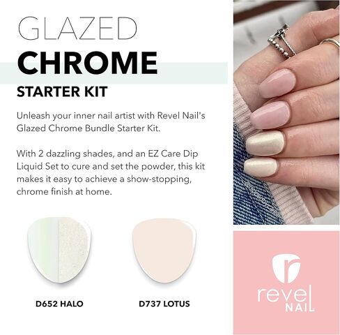 مجموعة بودرة غمس الأظافر من ريفيل - مجموعة بودرة غمس الكروم، مجموعة مانيكير مع مسحوق أظافر غمس ومجموعة سائل مسحوق غمس in Kuwait