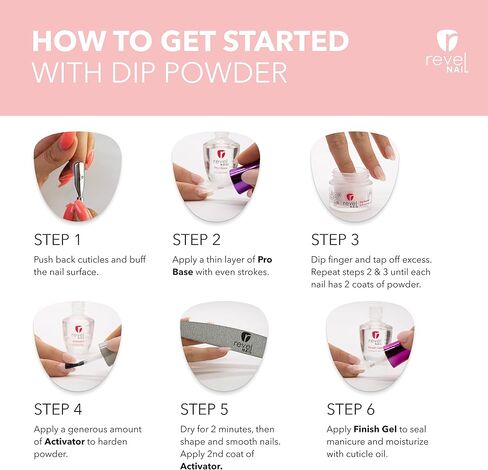 مجموعة بودرة غمس الأظافر من ريفيل - مجموعة بودرة غمس الكروم، مجموعة مانيكير مع مسحوق أظافر غمس ومجموعة سائل مسحوق غمس in Kuwait