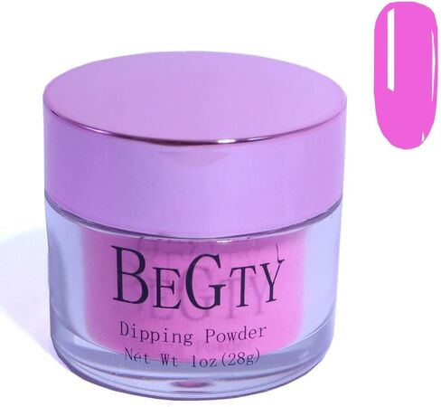 BEGTY Nail Dipping Powder Nail Dip Powder Hot Pink Nail Art PowderPro نظام مجموعة للمبتدئين في صالون تجميل الأظافر DIY في المنزل، خالي من الروائح، يدوم طويلاً، 1 أونصة تجفيف لا حاجة لمصباح أظافر معالج in Saudi Arabia