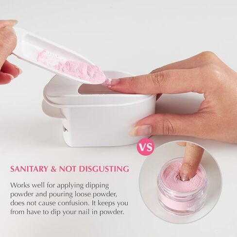 2-in-1 Dip Powder Recycling Tray System & French Tip Mold Dip Nail Tray - Nail Powder Glitter Rhinestones Pearls Saver Holder Storage Container Recycling Tool - French Smile Line Making Mold - Blue in Saudi Arabia