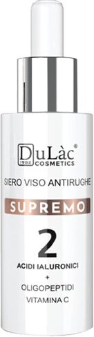 مصل مضاد للشيخوخة للوجه من Dulàc Cosmetics SUPREMO غني بحمض الهيالورونيك وفيتامين C والببتيدات المضادة للشيخوخة والصبار وبروتينات الحرير، ومكونات ذات تأثير مرن ومرطب، صنع في إيطاليا. in Kuwait