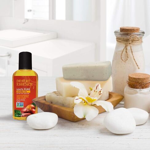 زيت الجوجوبا النقي بنسبة 100% من Desert Essence - 118 مل - عبوة من 2 - زيت أساسي للعناية بالشعر والعناية بالبشرة - جميع أنواع البشرة - بدون بقايا زيتية - قد يساعد في منع التقشر - مزيل المكياج - مرطب ما بعد الحلاقة in Saudi Arabia