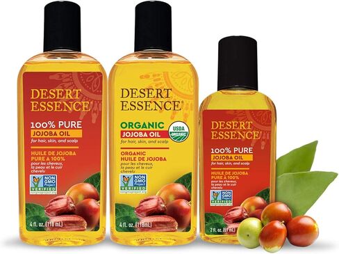 زيت الجوجوبا النقي بنسبة 100% من Desert Essence - 118 مل - عبوة من 2 - زيت أساسي للعناية بالشعر والعناية بالبشرة - جميع أنواع البشرة - بدون بقايا زيتية - قد يساعد في منع التقشر - مزيل المكياج - مرطب ما بعد الحلاقة in Saudi Arabia