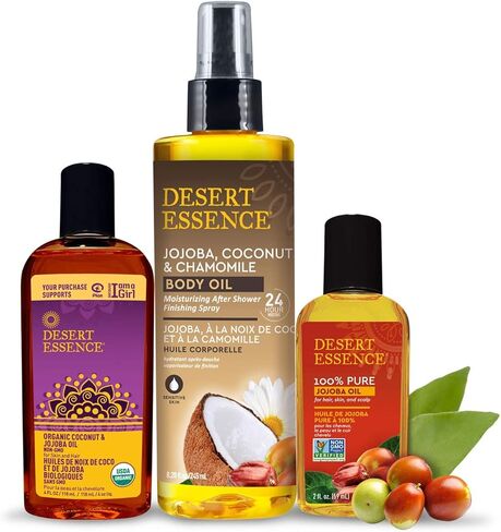 زيت الجوجوبا النقي بنسبة 100% من Desert Essence - 118 مل - عبوة من 2 - زيت أساسي للعناية بالشعر والعناية بالبشرة - جميع أنواع البشرة - بدون بقايا زيتية - قد يساعد في منع التقشر - مزيل المكياج - مرطب ما بعد الحلاقة in Saudi Arabia