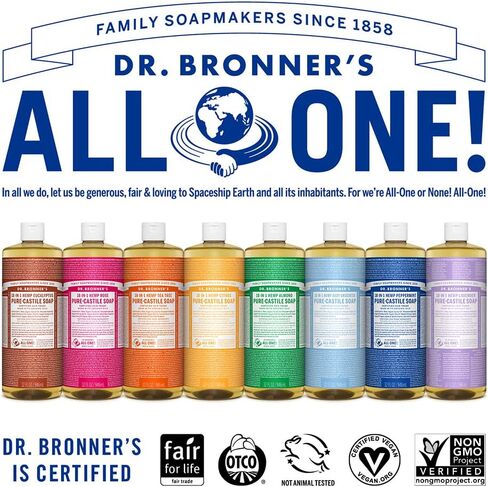 Dr. Bronner's - Pure-Castile Liquid Soap (32 Ounce Variety 3-Pack) Peppermint, Baby Unscented, Lavender - Made with Organic Oils, 18-in-1 Uses: Face, Body, Hair, Laundry, Concentrated, Vegan in Kuwait