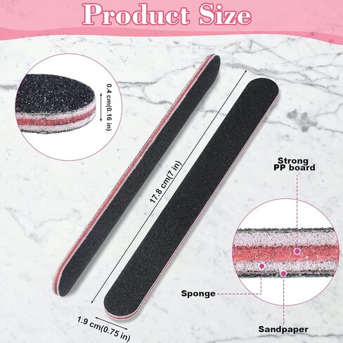 200 Pcs Nail Files 100/180 Grit Double Sided Nail Files Reusable Emery Boards for Acrylic and Natural Nails Black Nail Buffering Files Professional Manicure Tools for Home and Salon in Saudi Arabia
