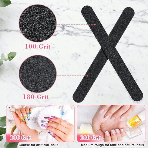 200 Pcs Nail Files 100/180 Grit Double Sided Nail Files Reusable Emery Boards for Acrylic and Natural Nails Black Nail Buffering Files Professional Manicure Tools for Home and Salon in Saudi Arabia