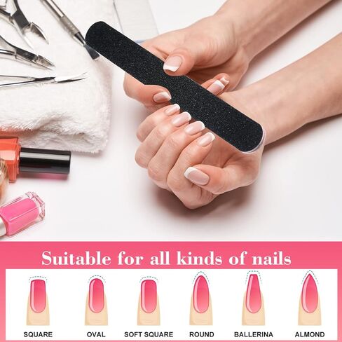 200 Pcs Nail Files 100/180 Grit Double Sided Nail Files Reusable Emery Boards for Acrylic and Natural Nails Black Nail Buffering Files Professional Manicure Tools for Home and Salon in Saudi Arabia