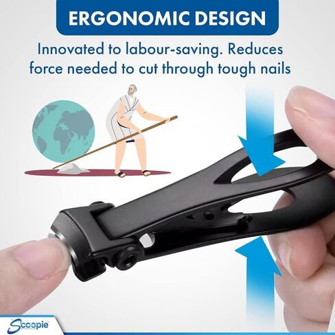 Ultra Wide Jaw Nail Clippers for Thick Toenail and Fingernails with Nano Fiber Nail File (Large, Black), 15mm Opening Cutters for Large Hands and Feet, Manicure Set and Pedicure Kit, Men & Women in Saudi Arabia