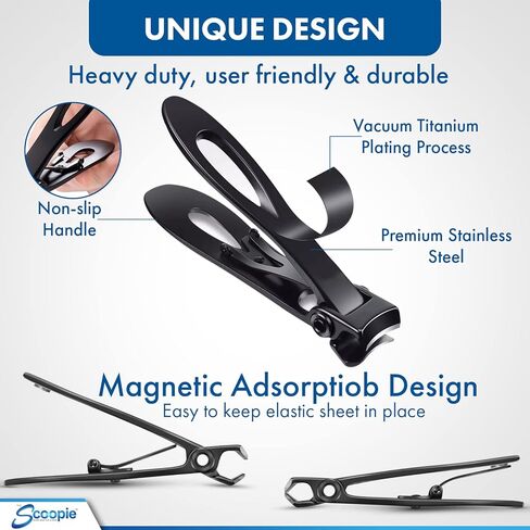 Ultra Wide Jaw Nail Clippers for Thick Toenail and Fingernails with Nano Fiber Nail File (Large, Black), 15mm Opening Cutters for Large Hands and Feet, Manicure Set and Pedicure Kit, Men & Women in Saudi Arabia