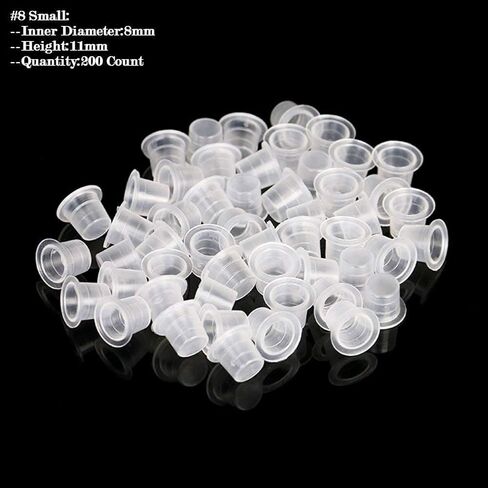 AKOAK 200 Pcs Disposable Plastic Tattoo Ink Caps Cups for Tattoo Ink Tattoo Supplies（Sizes #8 Small） in Saudi Arabia