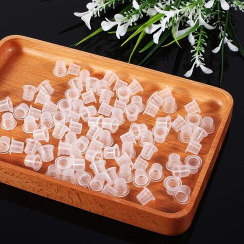 AKOAK 200 Pcs Disposable Plastic Tattoo Ink Caps Cups for Tattoo Ink Tattoo Supplies（Sizes #8 Small） in Saudi Arabia