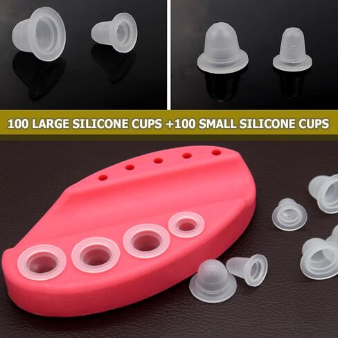 FERCAISH 200 Pcs Tattoo Ink Cups, Two Sizes of Silicone Pigment Cups Plastic Multipurpose Pigment Tattoo Ink Caps Cups Accessories Holder Cosmetic Tool in Saudi Arabia