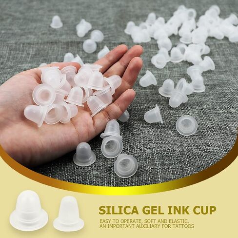 FERCAISH 200 Pcs Tattoo Ink Cups, Two Sizes of Silicone Pigment Cups Plastic Multipurpose Pigment Tattoo Ink Caps Cups Accessories Holder Cosmetic Tool in Saudi Arabia