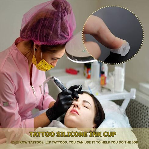 FERCAISH 200 Pcs Tattoo Ink Cups, Two Sizes of Silicone Pigment Cups Plastic Multipurpose Pigment Tattoo Ink Caps Cups Accessories Holder Cosmetic Tool in Saudi Arabia
