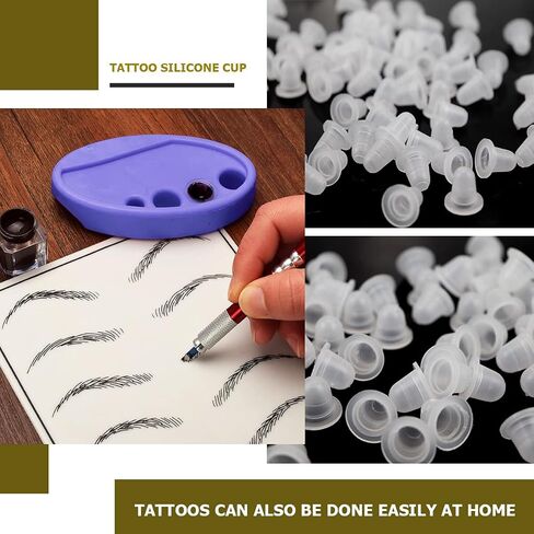 FERCAISH 200 Pcs Tattoo Ink Cups, Two Sizes of Silicone Pigment Cups Plastic Multipurpose Pigment Tattoo Ink Caps Cups Accessories Holder Cosmetic Tool in Saudi Arabia