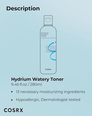 COSRX Hydrium Watery Toner, 150ml / 5.07 fl.oz | Hyaluronic Acid Moisturizing Korean Toner | Hyaluronic Acid, Allantoin, Panthenol | Korean Skin Care, Not Tested on Animals, Paraben Free in Saudi Arabia