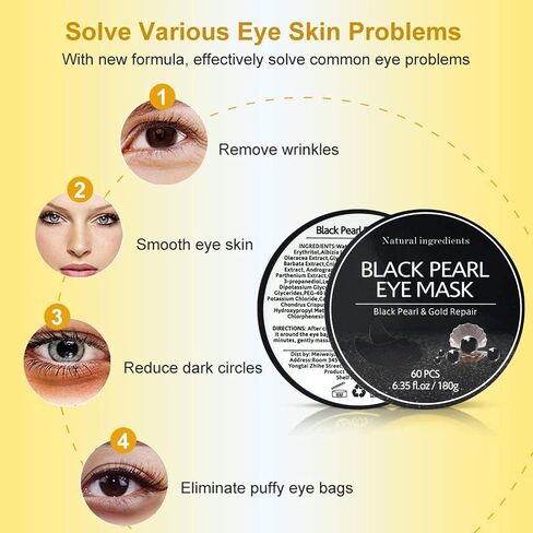 Under Eye Patches, 24K Gold Eye Mask, 60PCS Under Eye Mask, Collagen Gel Pads Patch Treatments for Lighten Wrinkles Puffy Eyes Dark Circles Anti-Aging Moisturizing, Fine Lines Eye Bags Women Men in Kuwait