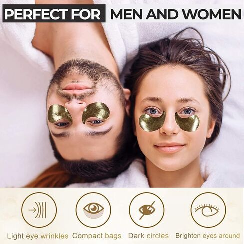 Under Eye Patches, 24K Gold Eye Mask, 60PCS Under Eye Mask, Collagen Gel Pads Patch Treatments for Lighten Wrinkles Puffy Eyes Dark Circles Anti-Aging Moisturizing, Fine Lines Eye Bags Women Men in Kuwait
