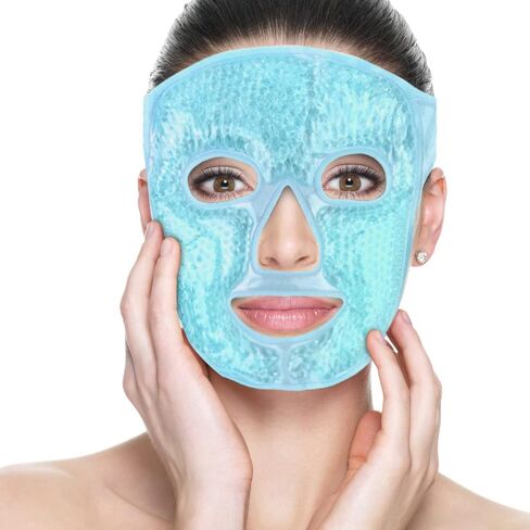 NEWGO Gel Face Mask Cold Pack Cooling Gel Face Mask, Hot Cold Therapy Cold Face Mask for Puffy Eyes, Migraines Relief, Skin Care, Puffiness, Acne - Blue in Saudi Arabia