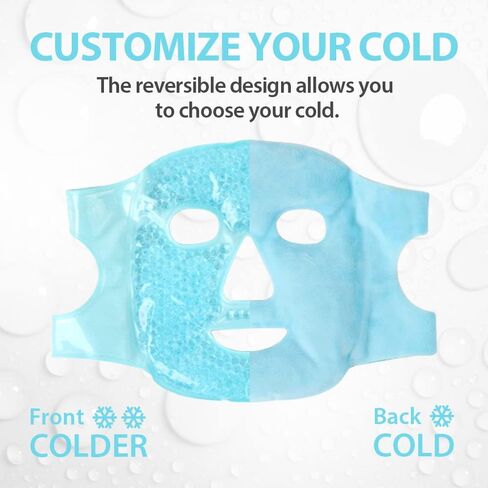 NEWGO Gel Face Mask Cold Pack Cooling Gel Face Mask, Hot Cold Therapy Cold Face Mask for Puffy Eyes, Migraines Relief, Skin Care, Puffiness, Acne - Blue in Saudi Arabia