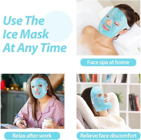 NEWGO Gel Face Mask Cold Pack Cooling Gel Face Mask, Hot Cold Therapy Cold Face Mask for Puffy Eyes, Migraines Relief, Skin Care, Puffiness, Acne - Blue in Saudi Arabia