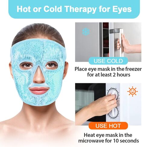 NEWGO Gel Face Mask Cold Pack Cooling Gel Face Mask, Hot Cold Therapy Cold Face Mask for Puffy Eyes, Migraines Relief, Skin Care, Puffiness, Acne - Blue in Saudi Arabia