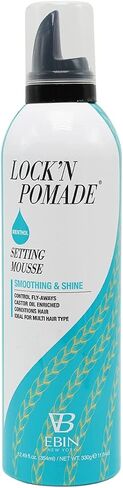 EBIN NEW YORK LOCK'N POMADE Setting Mousse - Menthol (12.49oz/ 354ml) | Smoothing & Shine, Long Lasting Hold, Frizz Control, Infused with Tea Tree Oil and Aloe in Kuwait