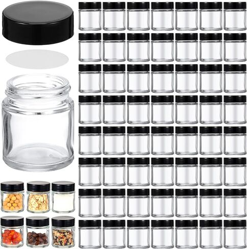 60 Pieces Glass Jars with Lids Clear Small Mason Jars Empty Round Glass Spice Jars Wide Mouth Canning Jars Storage Refillable Empty Cosmetic Containers for Lotions Cream Powders Beauty Product (1 oz) in Saudi Arabia