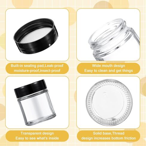 60 Pieces Glass Jars with Lids Clear Small Mason Jars Empty Round Glass Spice Jars Wide Mouth Canning Jars Storage Refillable Empty Cosmetic Containers for Lotions Cream Powders Beauty Product (1 oz) in Saudi Arabia