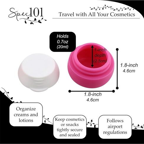 Spec101 Travel Cream Container Jars - 4 Piece Cosmetic Containers With Lids Airplane Compatible Mini Silicone Cream Jars in Saudi Arabia