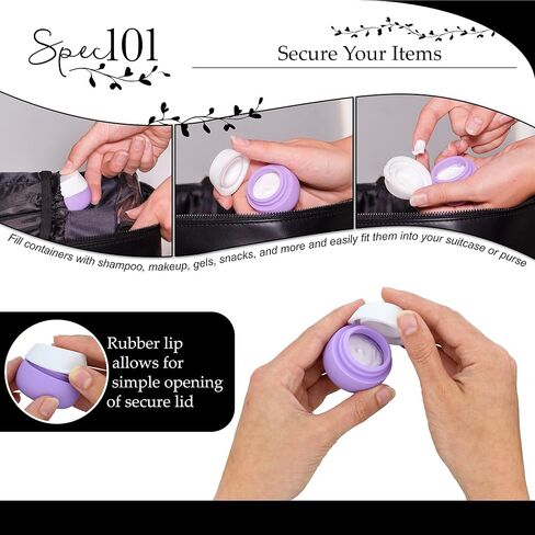 Spec101 Travel Cream Container Jars - 4 Piece Cosmetic Containers With Lids Airplane Compatible Mini Silicone Cream Jars in Saudi Arabia