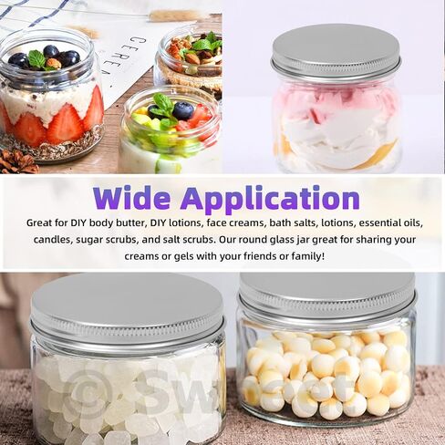 Swpeet 15 Packs 2 oz - 60ML Transparent Glass Jar with Black Lid Assortment Kit, Round Containers Cosmetic Glass Jars with Lids Travel Jars Cosmetic Containers for Cream, Lotion in Kuwait