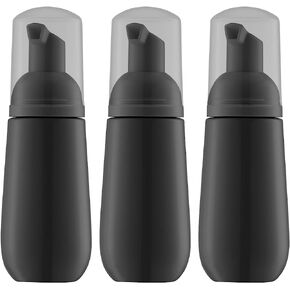 2oz Foam Bottle, Empty Travel Foaming Pump Dispenser for Hand Soap, Lash Cleanser, Shampoo (3PCS, Black)