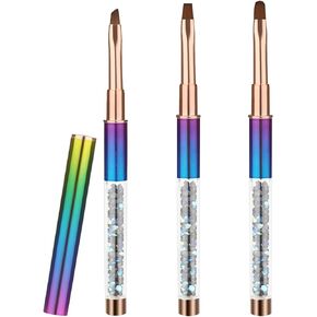 مجموعة فرش طلاء الاظافر من 3 قطع، فرش اظافر لتنظيف الاظافر مع راس دائري وزاوية ومسطحة ودلايات لامعة ملونة لتزيين الاظافر in Kuwait