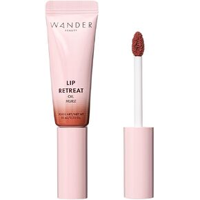 Wander Beauty Lip Retreat Oil - Oasis Glow (Shimmery Clear) - 4 in 1 Tinted Lip Oil + Moisturizing Lip Gloss With Avocado, Vitamin E & Rosehip - Hydrating Luxurious Lip Care for Dry Lips - 0.33 fl oz in Kuwait