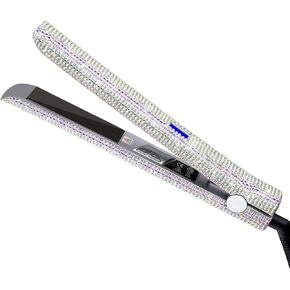 DORISILK Titanium Flat Iron for Hair, 480°F High Temp Hair Straightener Iron, Rhinestone Bling Flattening Iron, 2 in 1 Straightening Curling Professional Salon LCD Display Dual Voltage (AB Shine) in Saudi Arabia