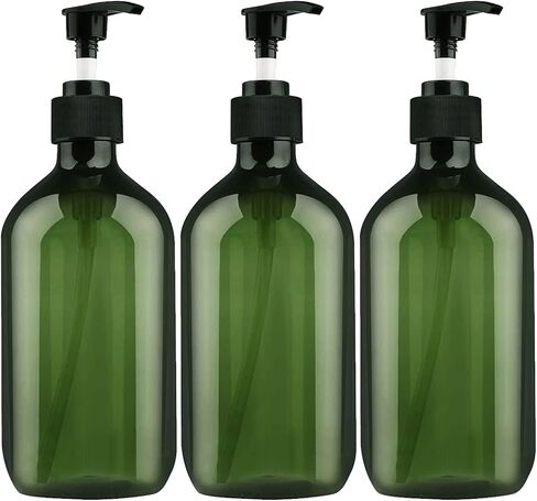 Empty Plastic Bottles with Pump Dispenser and 6pcs Labels Included, Refillable Travel Containers for Hand sanitizer Shampoo Lotion, etc - No BPA/Paraben, 500ml/16.9oz (3 Pack) in Saudi Arabia