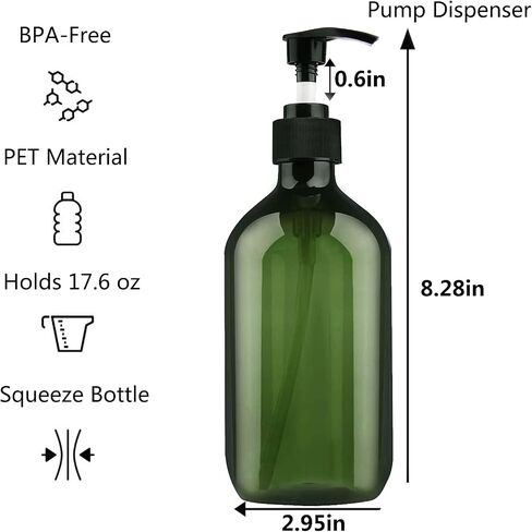 Empty Plastic Bottles with Pump Dispenser and 6pcs Labels Included, Refillable Travel Containers for Hand sanitizer Shampoo Lotion, etc - No BPA/Paraben, 500ml/16.9oz (3 Pack) in Saudi Arabia