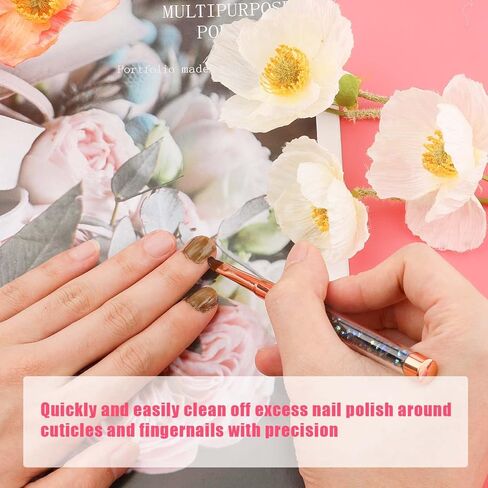 3pcs Nail Art Brushes Set, Nail Brushes for Nail Art Clean up Painting Brushes for Nails with Round & Angled & Flat Head Colorful Bling Nail Charms  for Nail Design Cleaning in Kuwait