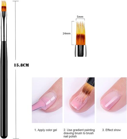 SILPECWEE 7 قطع فرشاة أومبير لأظافر الجل، فرشاة فنية للأظافر من الأكريليك، فرشاة أظافر، قلم متدرج للأظافر، أقلام إسفنجية للأظافر، أدوات فنية للأظافر لصالونات التجميل&DIY in Kuwait